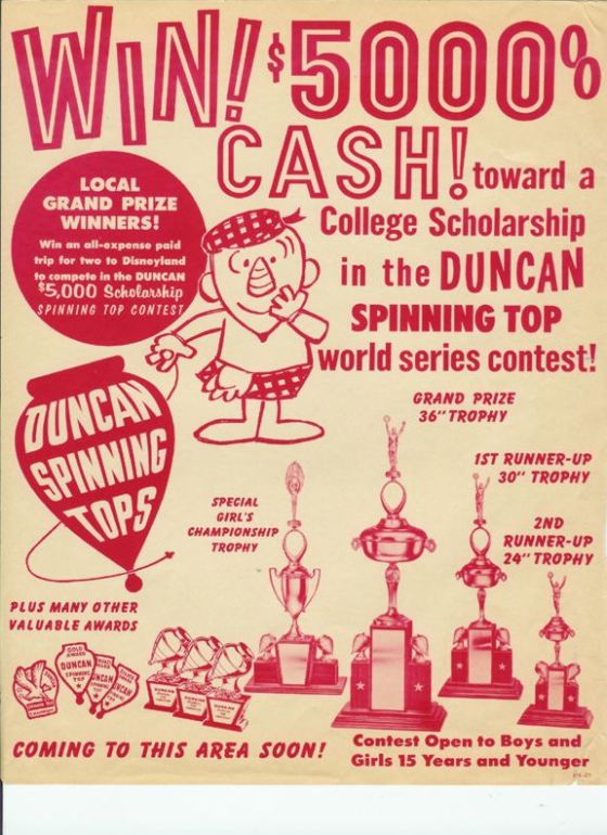 An ad for Duncan's 1964 tournament, one year after the one won by Rusty.